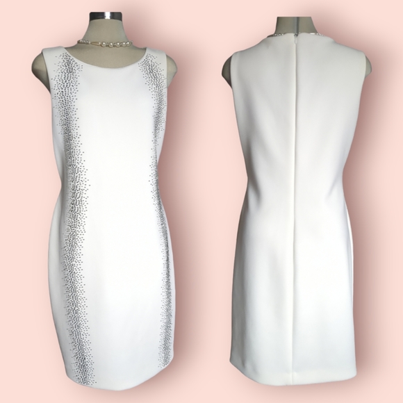 *New* Calvin Klein Ivory Embellished Luxury Dress Size 16 - Picture 2 of 14